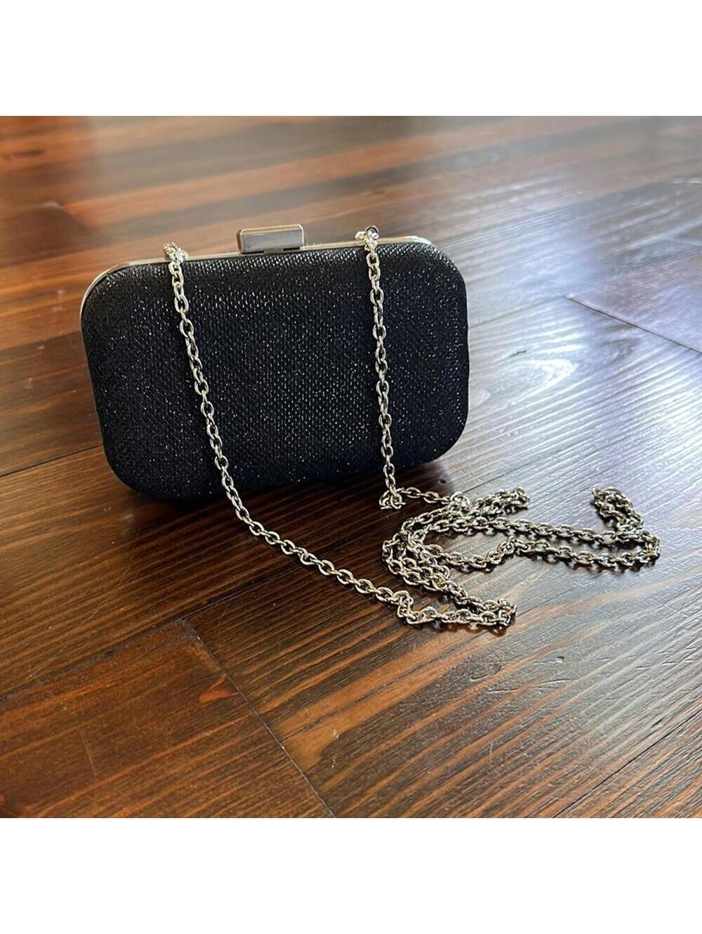 Jessica McClintock | Black & Silver Crossbody Clutch | 0725